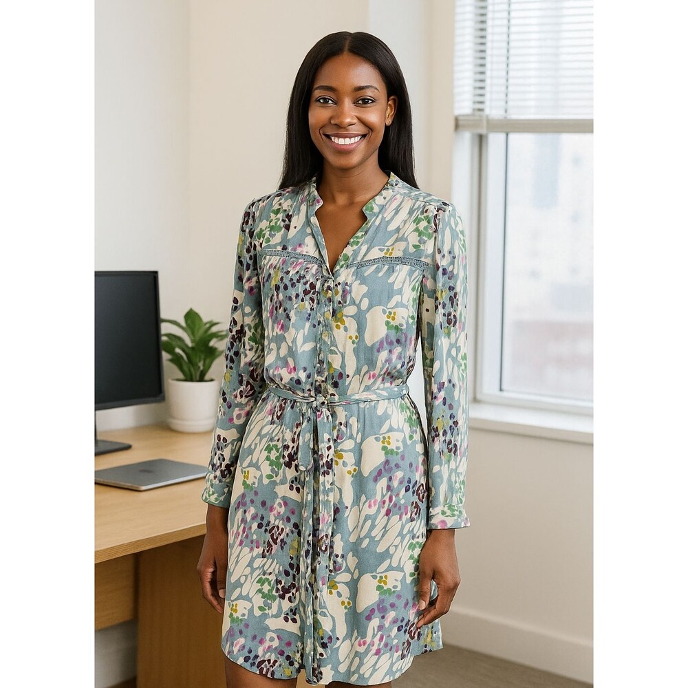 Anthropologie Dolan Left Coast Dress Size XS Floral Multicolor Casual Button